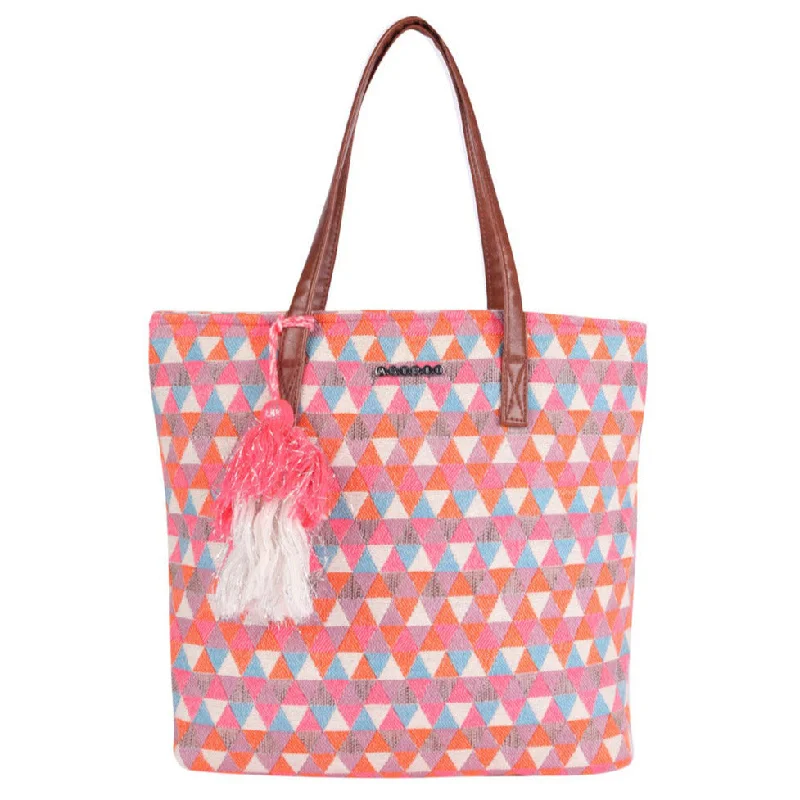 Women's Tote Bag with Magnetic Closure in Orange for Easy Access on the GoOrange Diamond Shopper Bag With Tassels