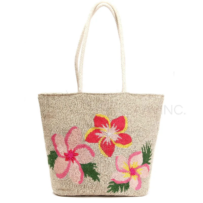 Tote Bag with RFID - Blocking Pocket in Black for Protecting Your Cards and InformationFloral Embroidery Jute Cotton Shopper Bag Tote Bag with RFID - Blocking Pocket in Black for Protecting Your Cards and InformationFloral Embroidery Jute Cotton Shopper Bag