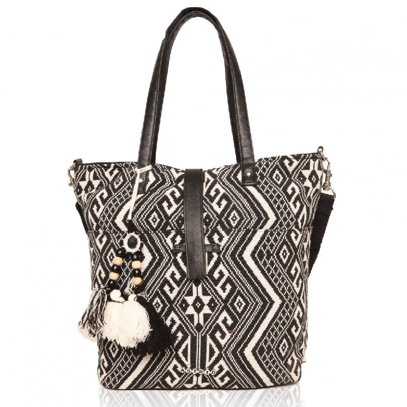 Linen Tote Bag in Natural Beige with Braided Details for a Rustic Summer EnsembleWomen Black White Womens Tote Bag Medium Size