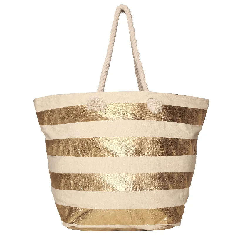 Metallic Tote Bag in Rose Gold with Chain Handles for a Glamorous Night OutWomen Golden Stripe Oversized Shopper Bag With Rope Handles Metallic Tote Bag in Rose Gold with Chain Handles for a Glamorous Night OutWomen Golden Stripe Oversized Shopper Bag With Rope Handles
