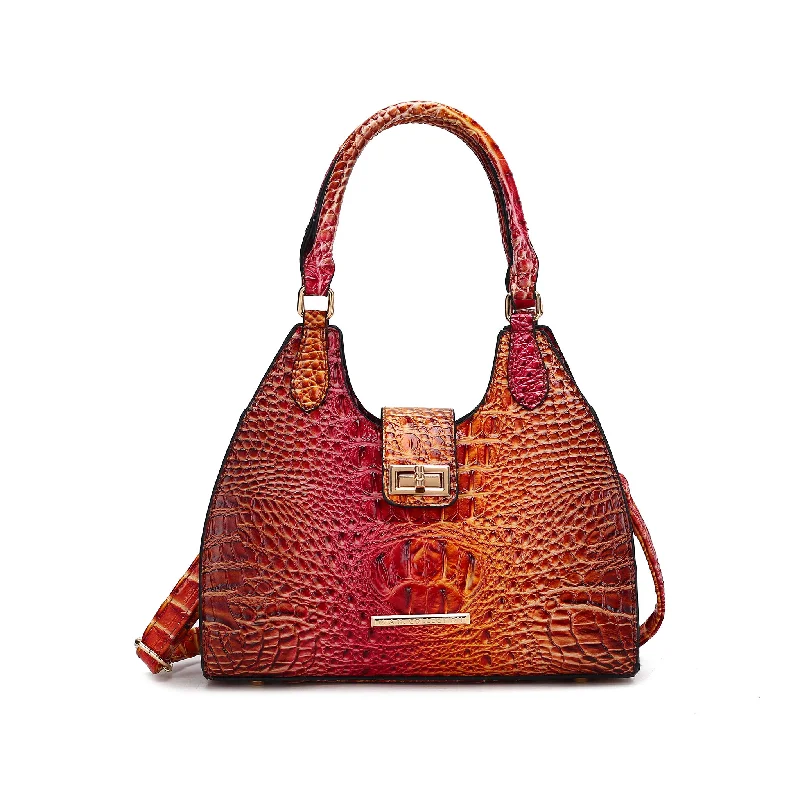 Tote Bag with Adjustable Shoulder Strap in Olive Green for Comfortable CarryingAva Gradient Croc Tote Bag