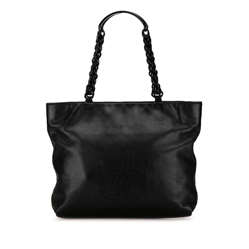 Tote Bag with Adjustable Shoulder Strap in Olive Green for Comfortable CarryingBlack Chanel CC Lambskin Chain Tote
