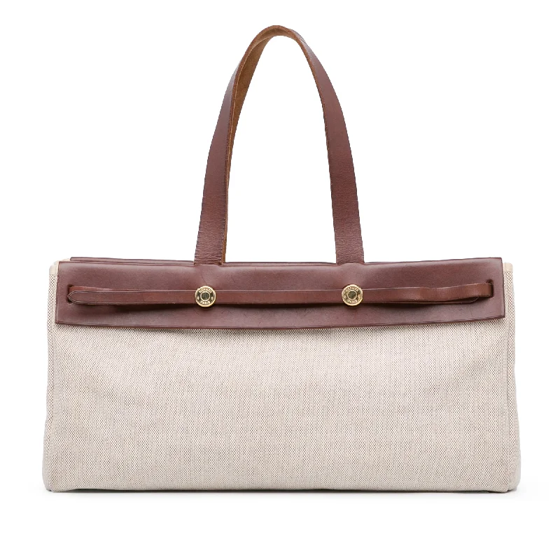Large Capacity Genuine Leather Women's Tote Bag in Black for Work and CommutingBrown Hermès Herbag Cabas MM Tote Bag Large Capacity Genuine Leather Women's Tote Bag in Black for Work and CommutingBrown Hermès Herbag Cabas MM Tote Bag