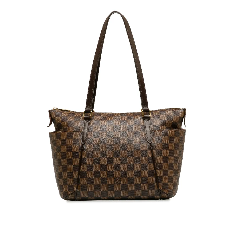 Large Capacity Genuine Leather Women's Tote Bag in Black for Work and CommutingBrown Louis Vuitton Damier Ebene Totally PM Tote Bag