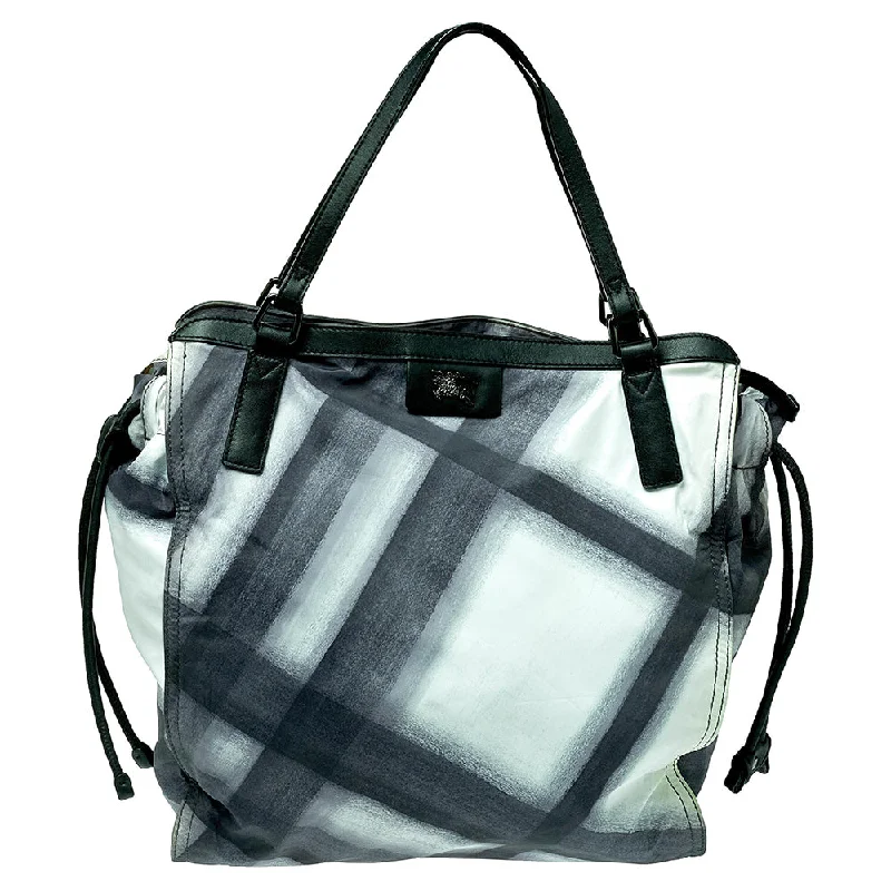 Women's Tote Bag with Detachable Pouch in Purple for Added ConvenienceBurberry  Smoked Check Nylon And Leather Buckleigh Tote