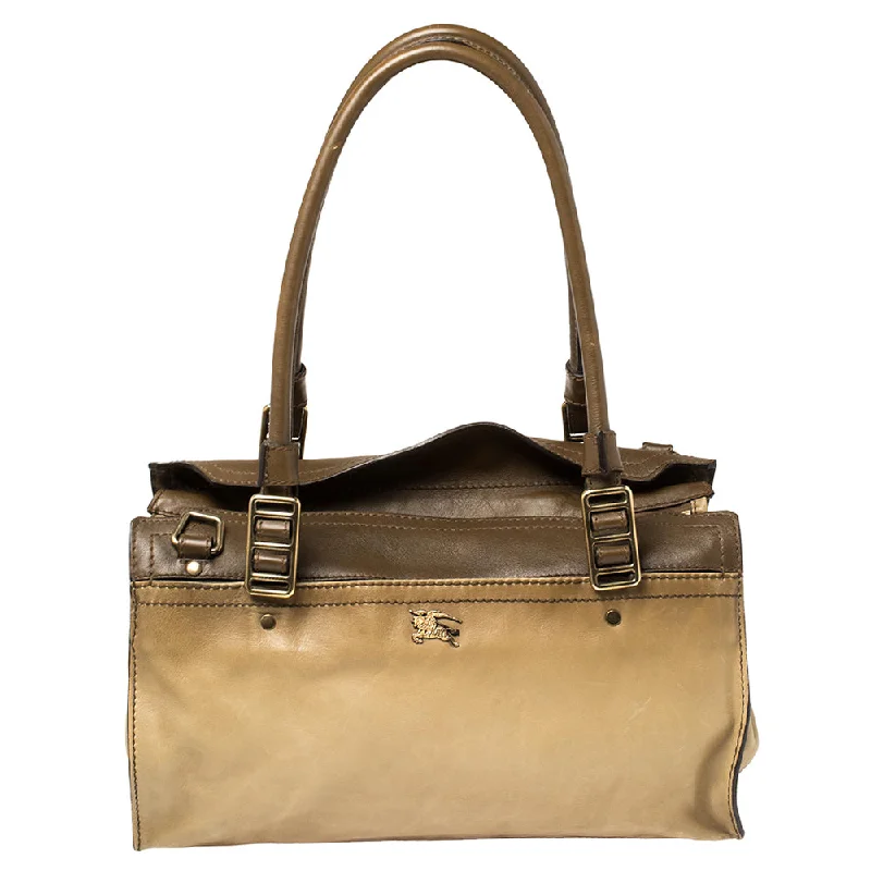Medium - Sized Canvas Tote Bag in Navy Blue with Striped Pattern for a Nautical - Inspired LookBurberry Two Tone Leather Satchel