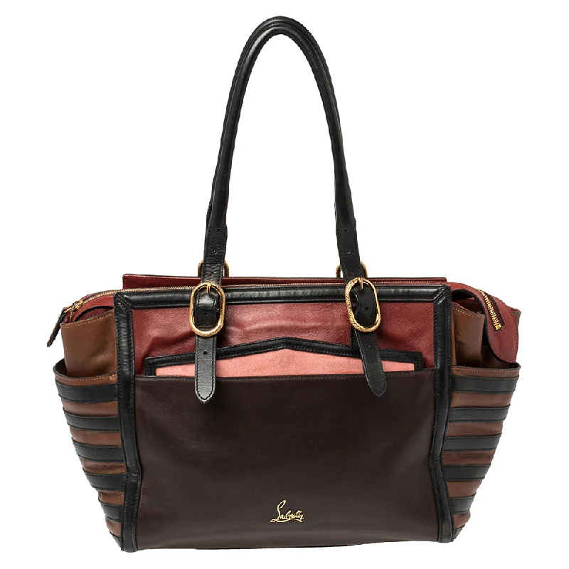 Women's Printed Tote Bag in Floral Patterns for a Spring - Themed Shopping TripChristian Louboutin Multicolor Leather Buckle Tote