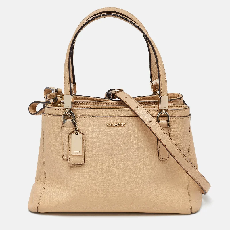 Metallic Tote Bag in Rose Gold with Chain Handles for a Glamorous Night OutCoach Beige Leather Mini Christie Carryall Double Zip Tote