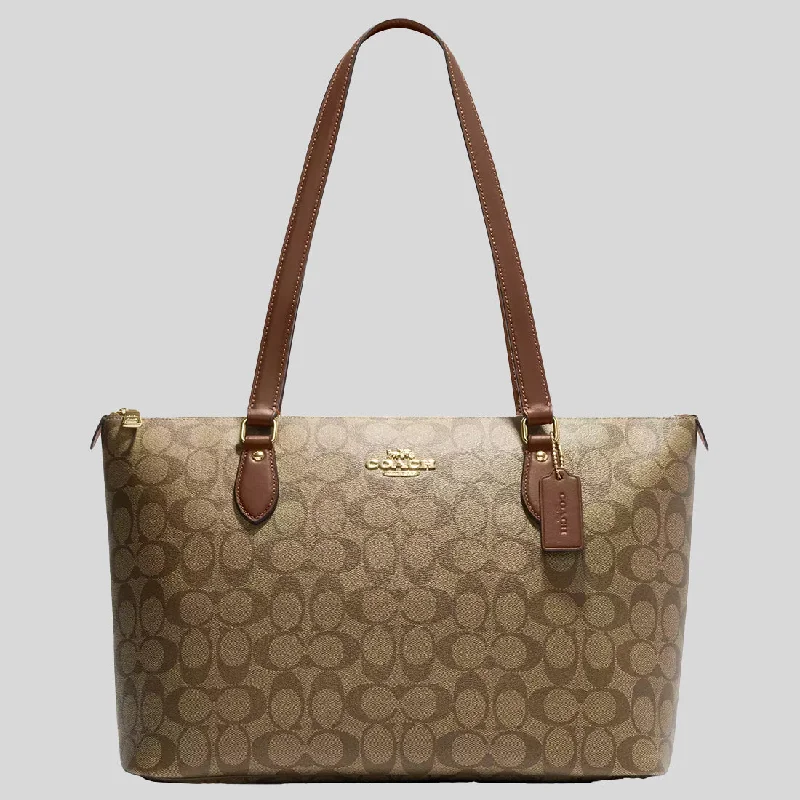 Oversized Jute Tote Bag in Natural Color with Rope Handles for a Beach VacationCOACH Gallery Tote Bag In Signature Canvas Khaki/Saddle CS187 Oversized Jute Tote Bag in Natural Color with Rope Handles for a Beach VacationCOACH Gallery Tote Bag In Signature Canvas Khaki/Saddle CS187