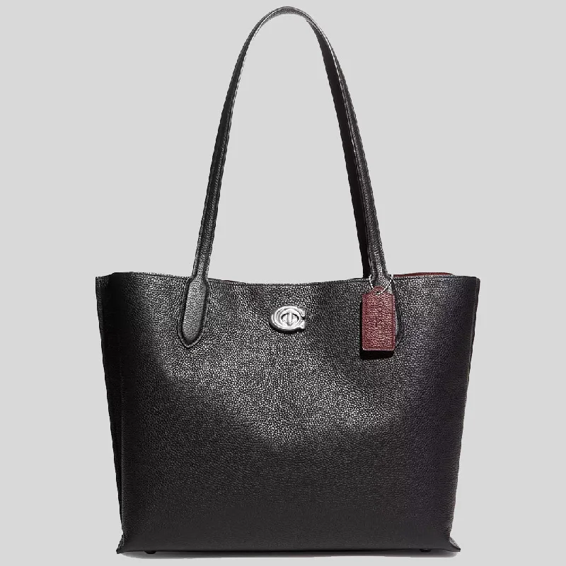 Faux Fur - Trimmed Tote Bag in White for a Cozy Winter LookCOACH Willow Tote Bag Silver/Black C0689 Faux Fur - Trimmed Tote Bag in White for a Cozy Winter LookCOACH Willow Tote Bag Silver/Black C0689