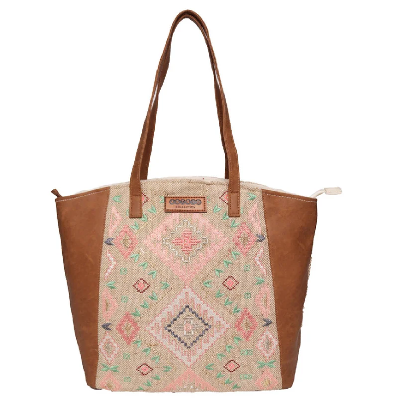 Women's Tote Bag with Zipper Closure in Red for Secure StorageMulti Color Shopper Bags