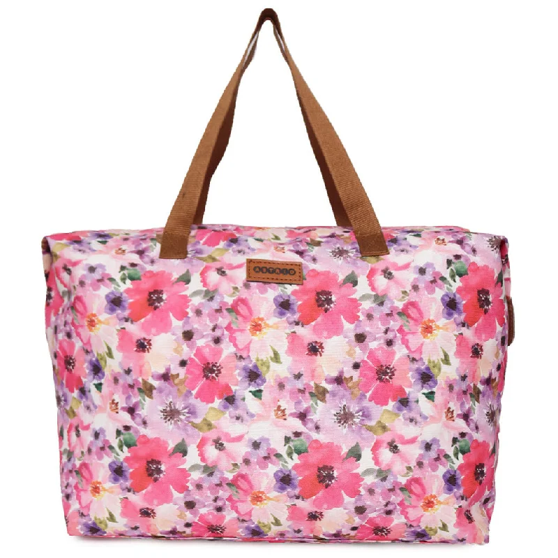 Women's Tote Bag with Detachable Pouch in Purple for Added ConvenienceOversize Tote Bag Natural Color Floral Print On Polyester Fabric, Women's Tote Bag with Detachable Pouch in Purple for Added ConvenienceOversize Tote Bag Natural Color Floral Print On Polyester Fabric,