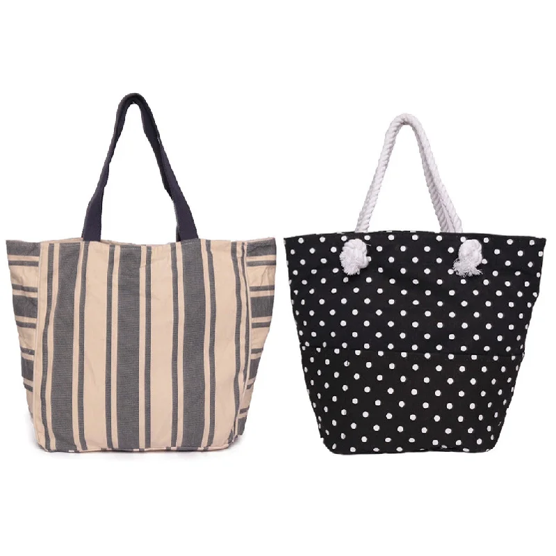 Patchwork Tote Bag in Denim with Vintage - Inspired Designs for a Retro AppealSet Of Two Women Blue Stripe Print Oversized Big Shopper Bag Patchwork Tote Bag in Denim with Vintage - Inspired Designs for a Retro AppealSet Of Two Women Blue Stripe Print Oversized Big Shopper Bag