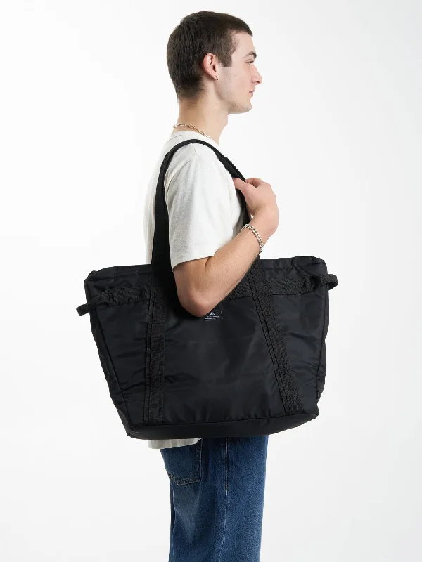 Patchwork Tote Bag in Denim with Vintage - Inspired Designs for a Retro AppealCortex Oversized Tote - Black Patchwork Tote Bag in Denim with Vintage - Inspired Designs for a Retro AppealCortex Oversized Tote - Black