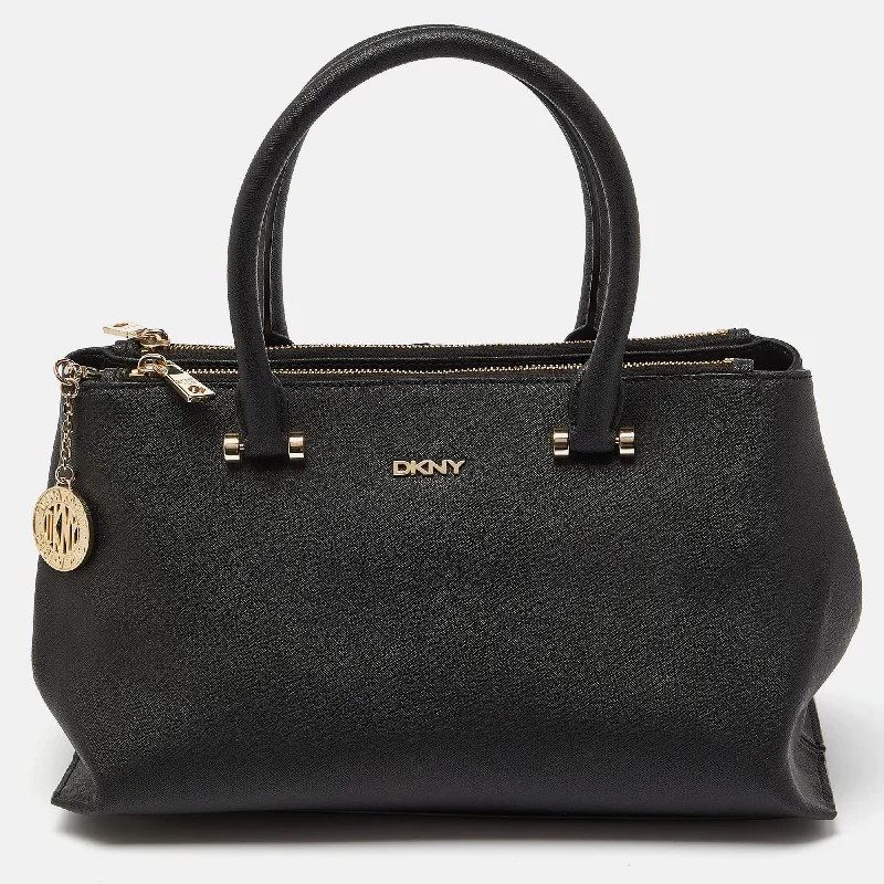 Women's Printed Tote Bag in Floral Patterns for a Spring - Themed Shopping TripDkny Black Saffiano Leather Bryant Park Zip Tote