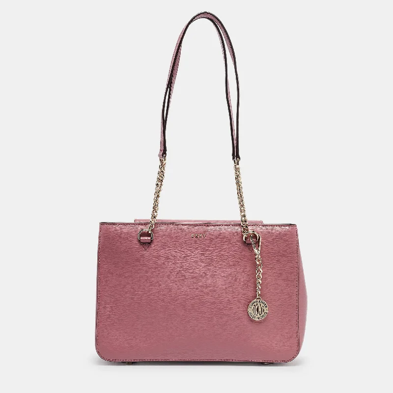 Oversized Jute Tote Bag in Natural Color with Rope Handles for a Beach VacationDkny Pink Leather Bryant Park Chain Tote