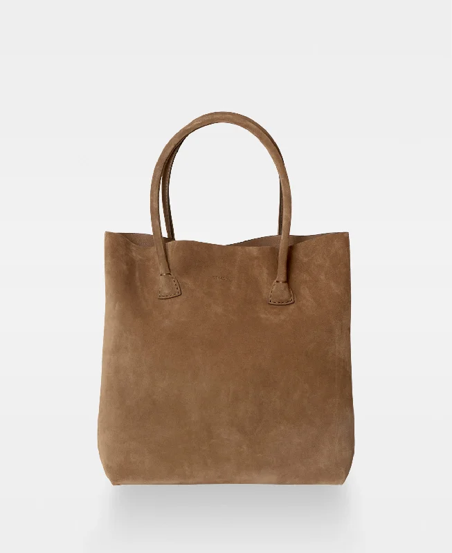 Women's Tote Bag with Magnetic Closure in Orange for Easy Access on the GoELSA plain tote - Suede Tan