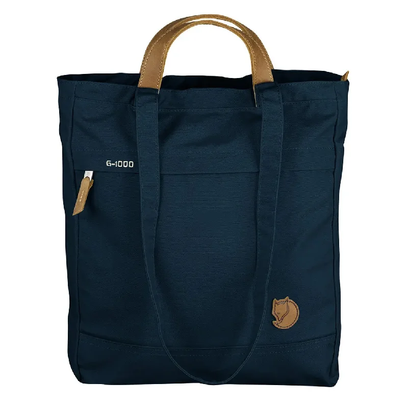Medium - Sized Canvas Tote Bag in Navy Blue with Striped Pattern for a Nautical - Inspired LookFjallraven Totepack No. 1 Navy Medium - Sized Canvas Tote Bag in Navy Blue with Striped Pattern for a Nautical - Inspired LookFjallraven Totepack No. 1 Navy