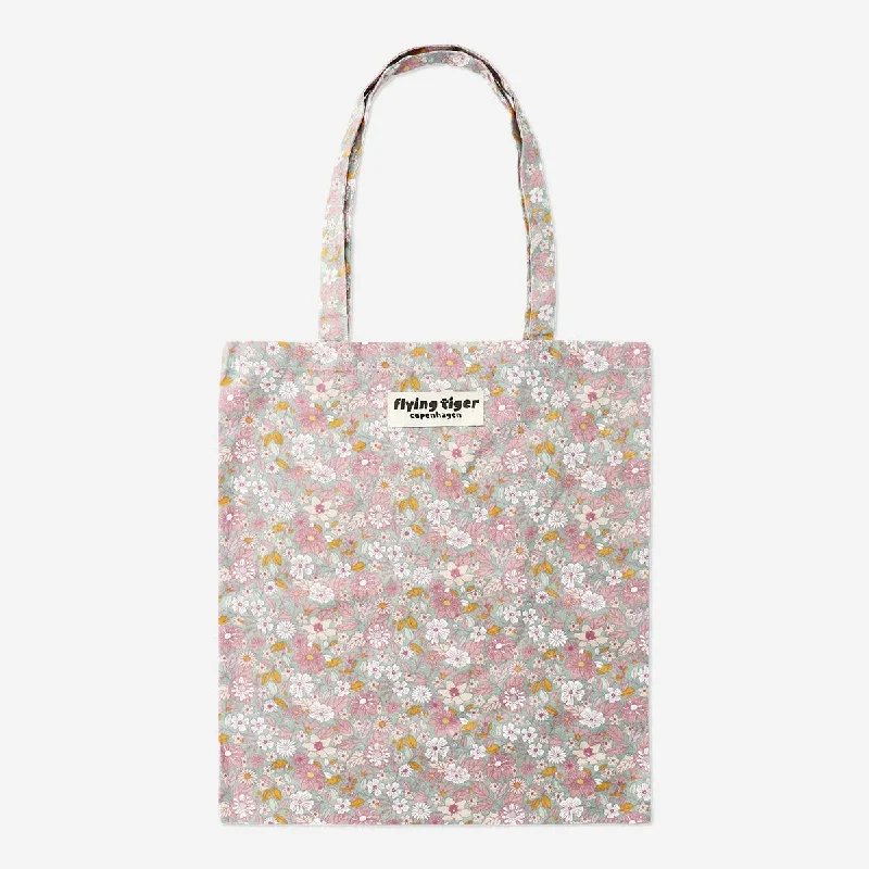 Women's Tote Bag with Zipper Closure in Red for Secure StorageFloral tote bag