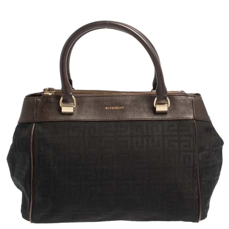 Tote Bag with Adjustable Shoulder Strap in Olive Green for Comfortable CarryingGivenchy  Monogram Canvas And Leather Tote