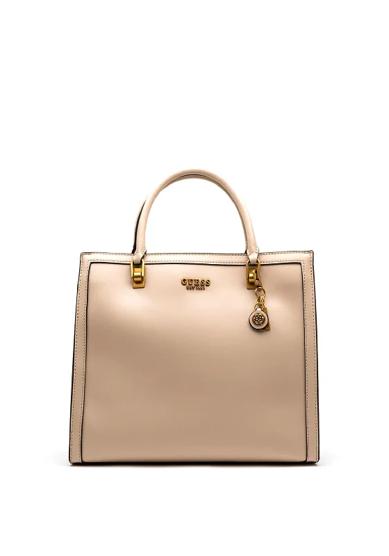 Women's Printed Tote Bag in Floral Patterns for a Spring - Themed Shopping TripGuess Abey Smooth Finish Large Shopper Bag, Light Rum