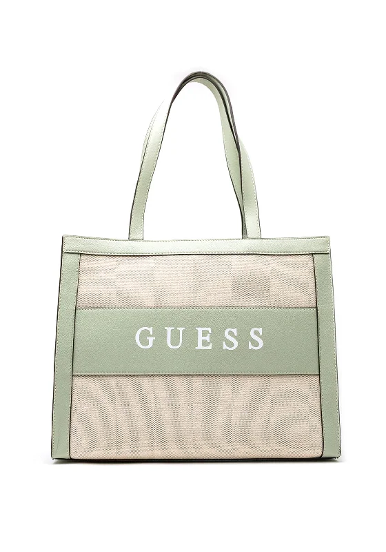 Embroidered Tote Bag in Beige with Floral Motifs for a Boho - Chic VibeGuess Salford Tote Bag, Natural Sage