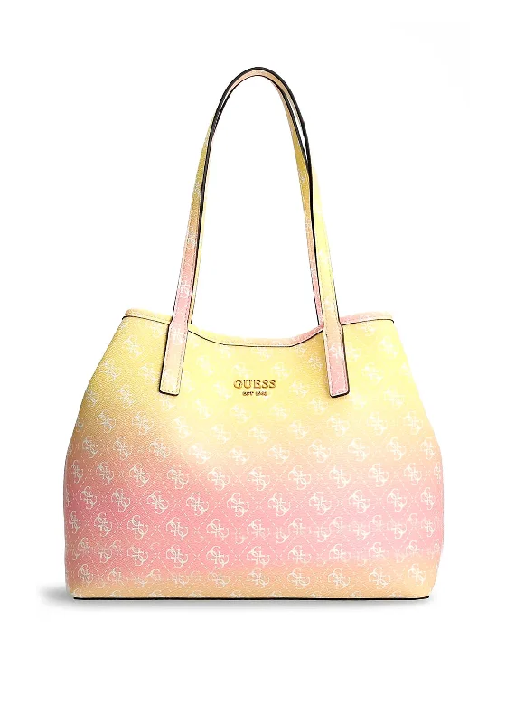 Faux Fur - Trimmed Tote Bag in White for a Cozy Winter LookGuess Vikky Large Ombre Logo Print Tote Bag, Yellow Multi