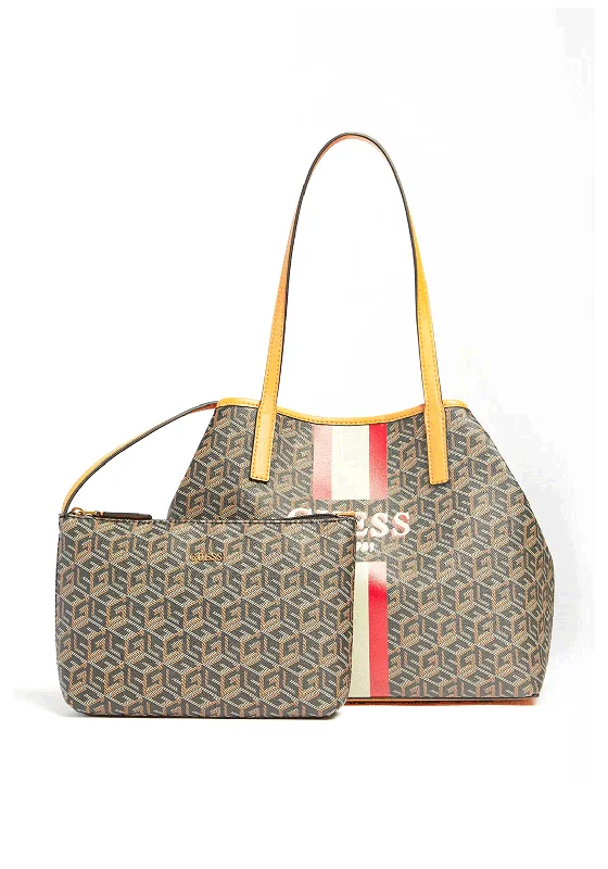 Tote Bag with Adjustable Shoulder Strap in Olive Green for Comfortable CarryingGuess Vikky Logo Tote Bag, Black & Cognac