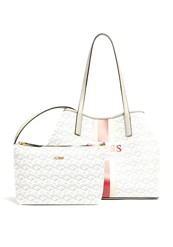 Patchwork Tote Bag in Denim with Vintage - Inspired Designs for a Retro AppealGuess Vikky Logo Tote Bag, Stone Grey