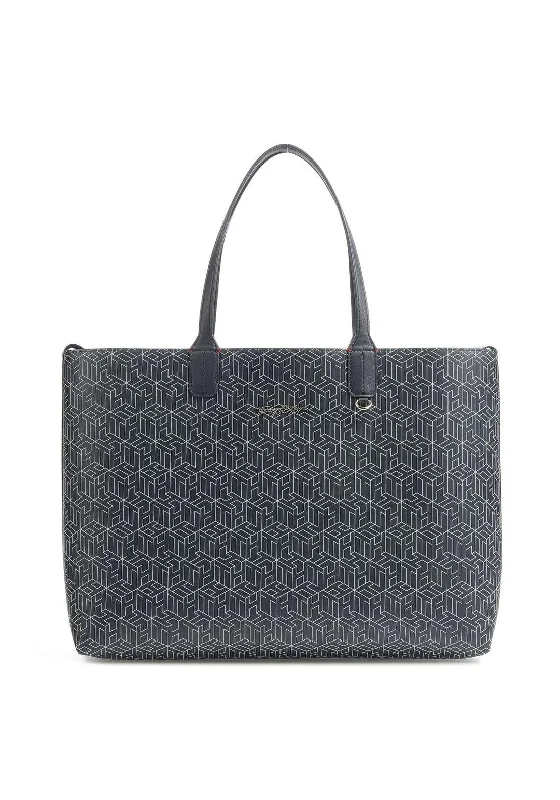 Linen Tote Bag in Natural Beige with Braided Details for a Rustic Summer EnsembleTommy Hilfiger Iconic Monogram Tote Bag, Navy