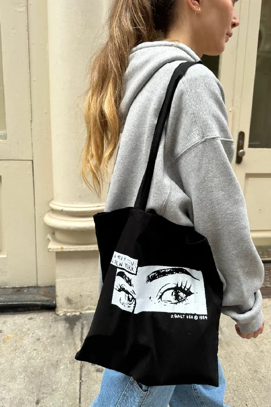 Medium - Sized Canvas Tote Bag in Navy Blue with Striped Pattern for a Nautical - Inspired LookI'll Meet You In New York Tote Bag Medium - Sized Canvas Tote Bag in Navy Blue with Striped Pattern for a Nautical - Inspired LookI'll Meet You In New York Tote Bag