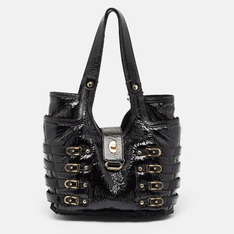 Patchwork Tote Bag in Denim with Vintage - Inspired Designs for a Retro AppealJimmy Choo Black Patent Leather Bree Tote Patchwork Tote Bag in Denim with Vintage - Inspired Designs for a Retro AppealJimmy Choo Black Patent Leather Bree Tote
