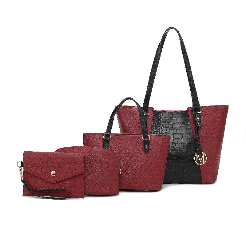 Patchwork Tote Bag in Denim with Vintage - Inspired Designs for a Retro AppealLippa M Signature Tote and Set