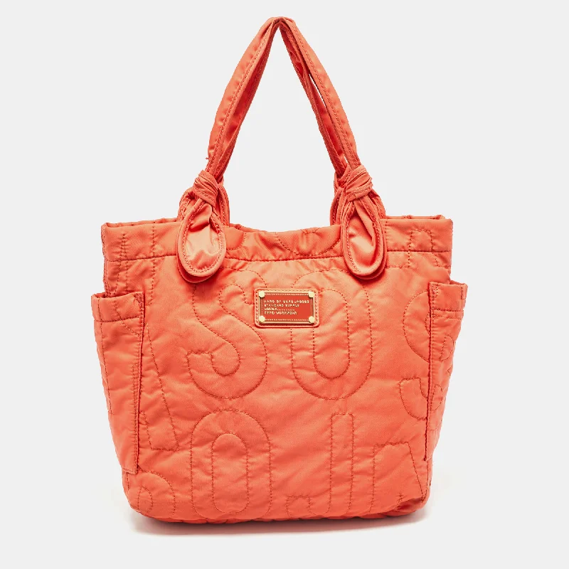 Patchwork Tote Bag in Denim with Vintage - Inspired Designs for a Retro AppealMarc By Marc Jacobs Orange Nylon Medium Pretty Tate Tote