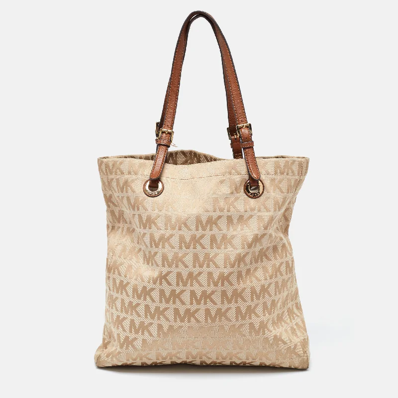 Small Vegan Leather Tote Bag in Blush Pink with Gold - Tone Hardware for a Feminine and Stylish AccessoryMichael Kors Beige/brown Signature Canvas And Leather North South Tote Small Vegan Leather Tote Bag in Blush Pink with Gold - Tone Hardware for a Feminine and Stylish AccessoryMichael Kors Beige/brown Signature Canvas And Leather North South Tote