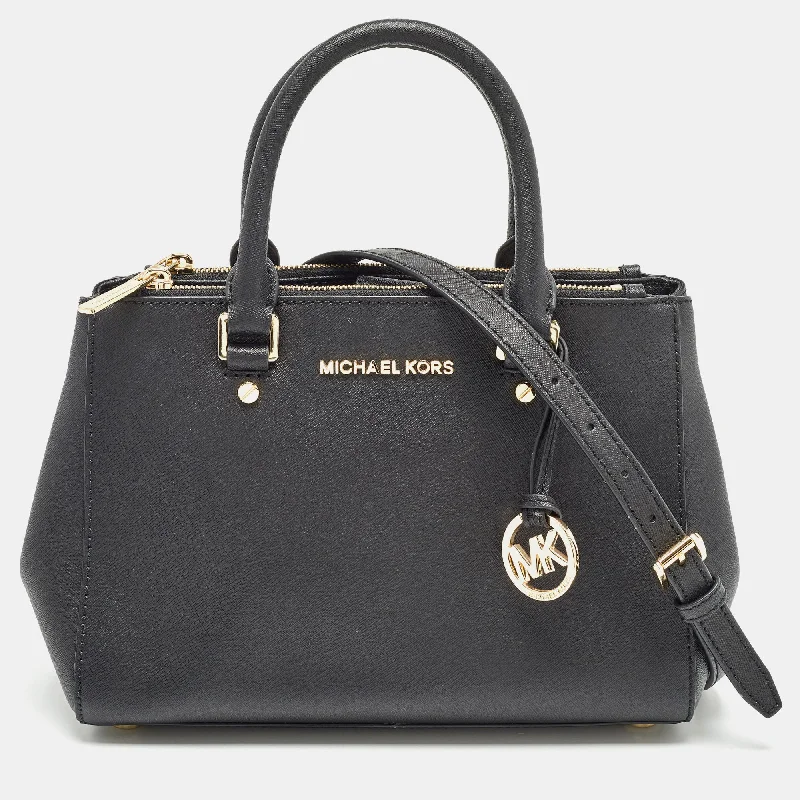 Women's Tote Bag with Zipper Closure in Red for Secure StorageMichael Kors Black Leather Medium Sutton Tote Women's Tote Bag with Zipper Closure in Red for Secure StorageMichael Kors Black Leather Medium Sutton Tote