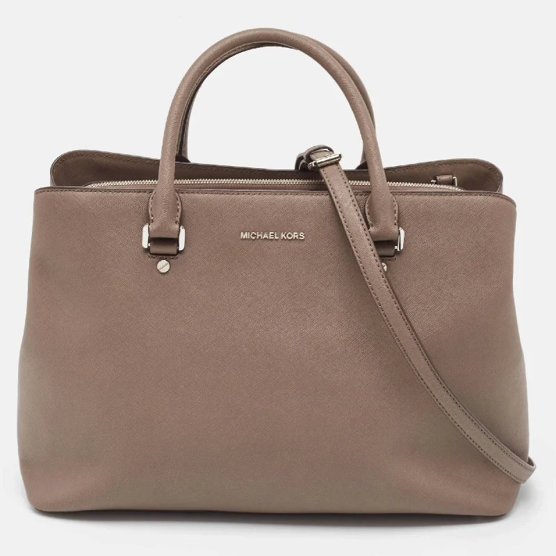 Women's Tote Bag with Magnetic Closure in Orange for Easy Access on the GoMichael Kors Grey Leather Savannah Tote