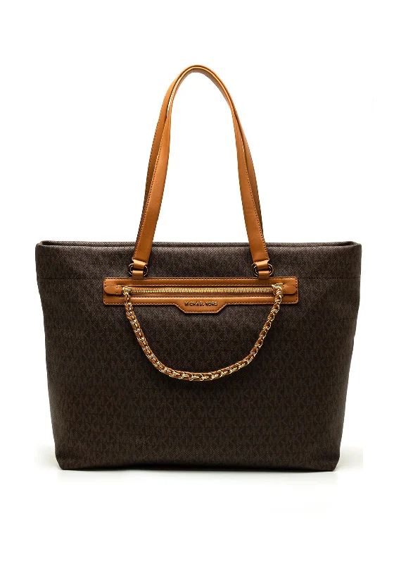 Embroidered Tote Bag in Beige with Floral Motifs for a Boho - Chic VibeMICHAEL Michael Kors Slater Large Zip Tote Bag, Brown
