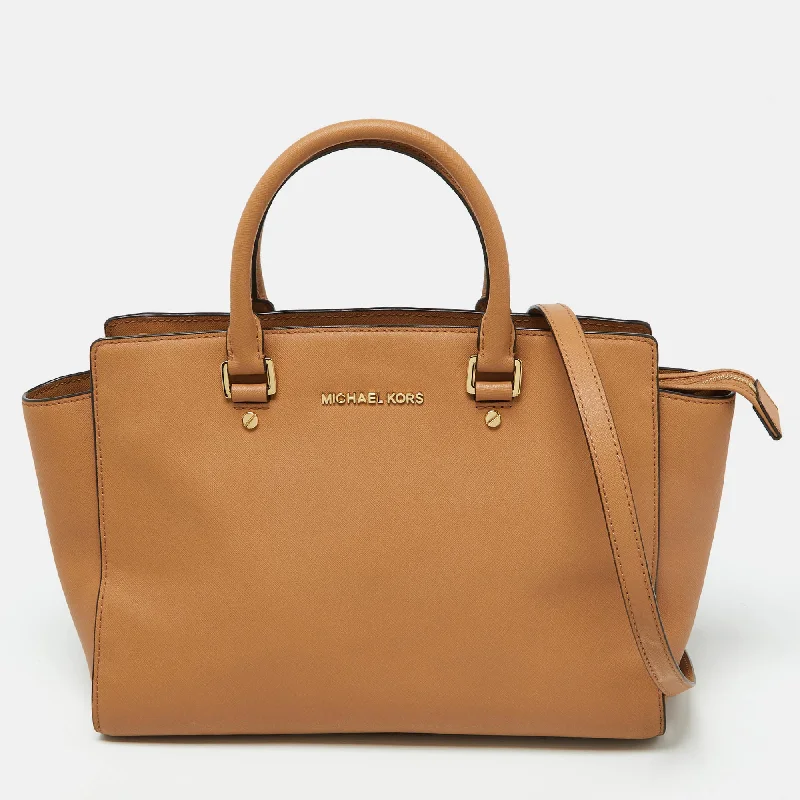 Monogrammed Tote Bag in Brown Leather with Personalized Initials for a Custom and Elegant TouchMichael Kors Tan Leather Medium Selma Tote Monogrammed Tote Bag in Brown Leather with Personalized Initials for a Custom and Elegant TouchMichael Kors Tan Leather Medium Selma Tote