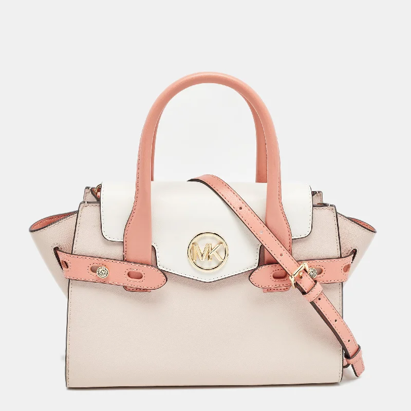 Faux Fur - Trimmed Tote Bag in White for a Cozy Winter LookMichael Kors Tricolor Leather Carmen Belted Tote Faux Fur - Trimmed Tote Bag in White for a Cozy Winter LookMichael Kors Tricolor Leather Carmen Belted Tote