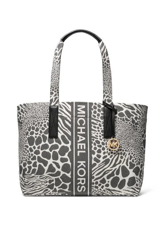 Quilted Tote Bag in Cream with Silver Hardware for a Classic and Sophisticated StyleMICHAEL Michael Kors Animal Print Tote Bag, Black