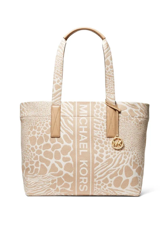 Monogrammed Tote Bag in Brown Leather with Personalized Initials for a Custom and Elegant TouchMICHAEL Michael Kors Animal Print Tote Bag, Camel