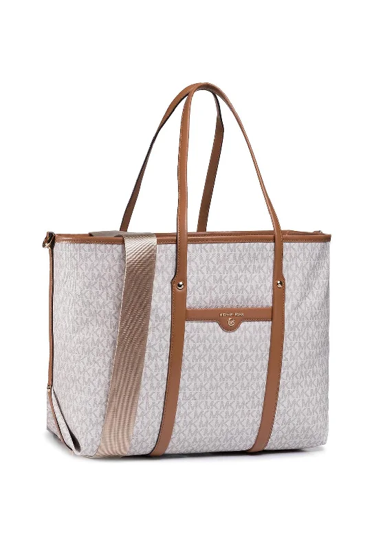 Women's Tote Bag with Magnetic Closure in Orange for Easy Access on the GoMICHAEL Michael Kors Beck Large Logo Print Tote, Vanilla & Acorn Women's Tote Bag with Magnetic Closure in Orange for Easy Access on the GoMICHAEL Michael Kors Beck Large Logo Print Tote, Vanilla & Acorn