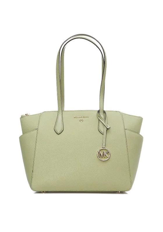 Quilted Tote Bag in Cream with Silver Hardware for a Classic and Sophisticated StyleMICHAEL Michael Kors Marylin Leather Tote Bag, Light Sage