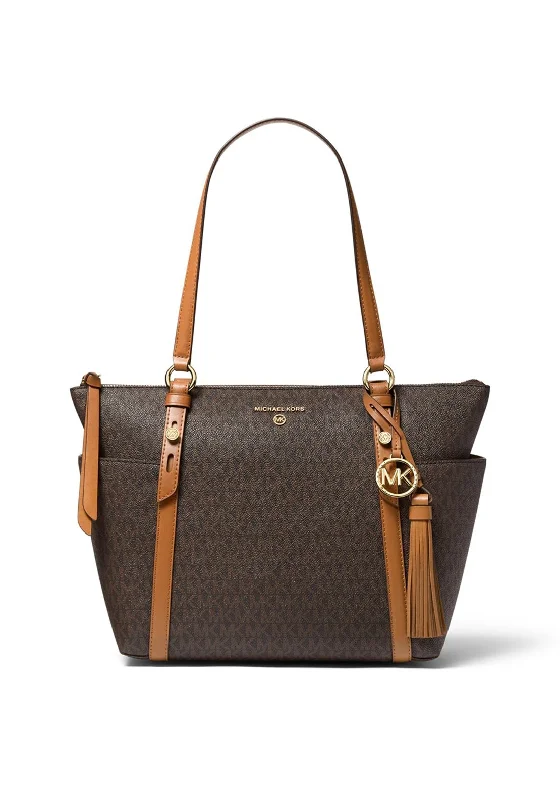 Metallic Tote Bag in Rose Gold with Chain Handles for a Glamorous Night OutMICHAEL Michael Kors Sullivan Medium Tote Bag, Brown & Acorn
