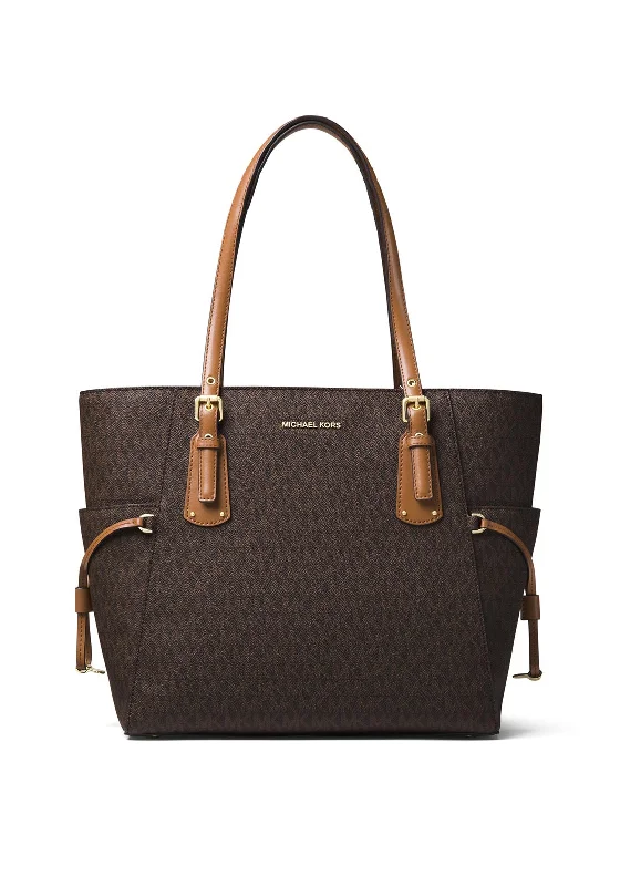 Linen Tote Bag in Natural Beige with Braided Details for a Rustic Summer EnsembleMICHAEL Michael Kors Voyager Large Logo Print Tote, Brown & Acorn Linen Tote Bag in Natural Beige with Braided Details for a Rustic Summer EnsembleMICHAEL Michael Kors Voyager Large Logo Print Tote, Brown & Acorn