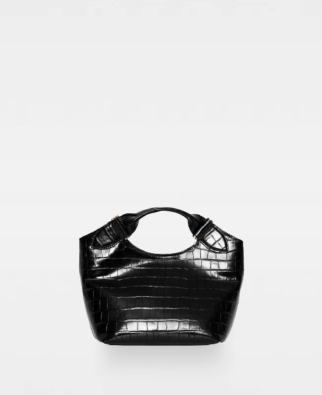 Tote Bag with RFID - Blocking Pocket in Black for Protecting Your Cards and InformationMINNA small tote - Croco Black