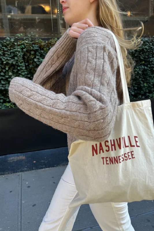 Faux Fur - Trimmed Tote Bag in White for a Cozy Winter LookNashville Tennessee Tote Bag Faux Fur - Trimmed Tote Bag in White for a Cozy Winter LookNashville Tennessee Tote Bag