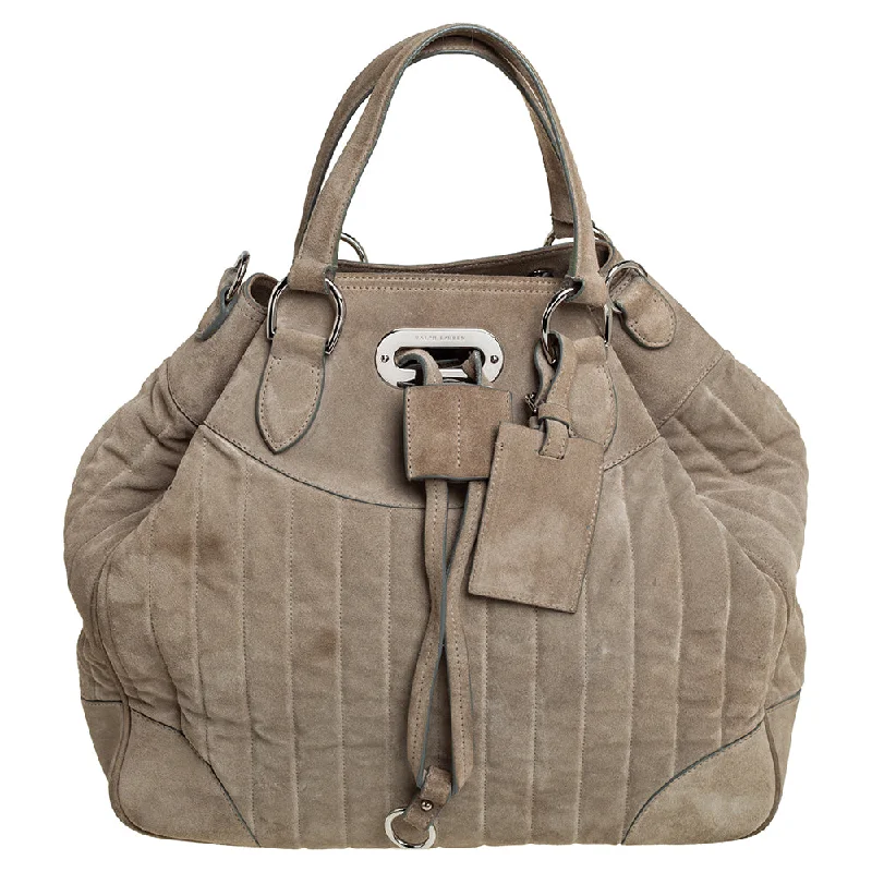 Women's Tote Bag with Detachable Pouch in Purple for Added ConvenienceRalph Lauren Suede Drawstring Tote
