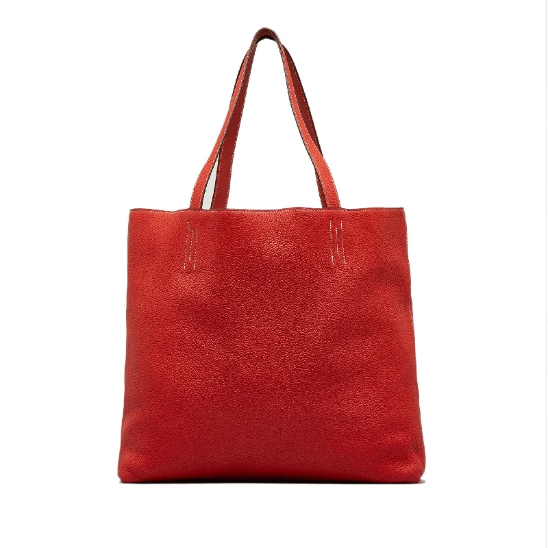Faux Fur - Trimmed Tote Bag in White for a Cozy Winter LookRed Hermès Clemence Double Sens 36 Tote Bag